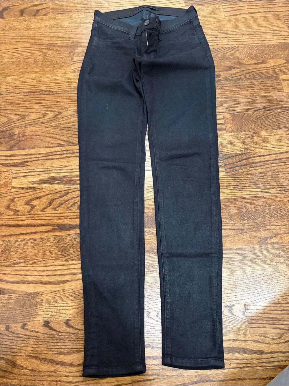 J Brand Black Wax Coated Skinny Jeans